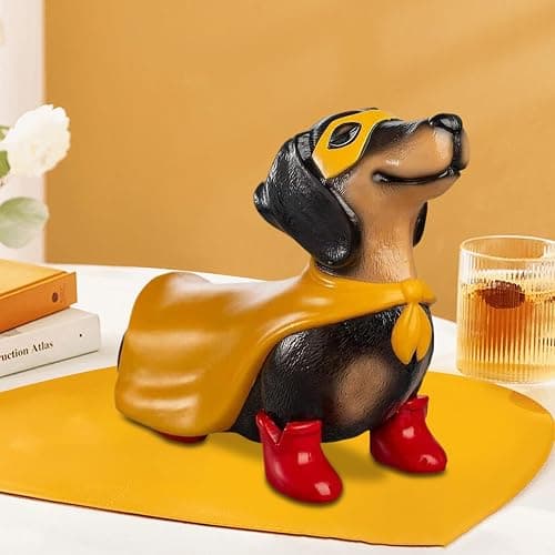 Halloween Dachshund Decor, 7.87 Inch Blow Mold Lighted Super Hero Dachshund Statue, Vintage Wiener Dog Decor, Outdoor/Indoor Halloween Party Decoration for Yard or Home thumbnail 7