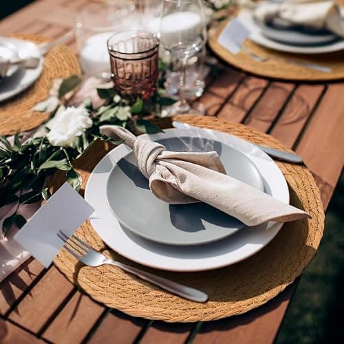 BAVIFY 13 in Round Woven Placemats Set of 4 Chargers for Dinner Plates Farmhouse Rustic Boho Table Mats for Dining Table Decor Wicker Straw Braided Place Mats thumbnail 2