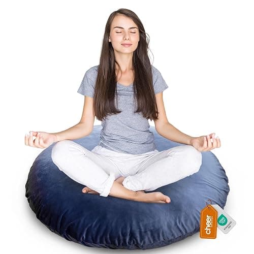 Cheer Collection Extra Large Floor Pillow, 32" Round Meditation Cushion, Oversized Yoga Pillow & Floor Cushions for Adults, Floor Pillows for Sitting, Meditation, and Seat Cushion - Navy Blue - Image 1