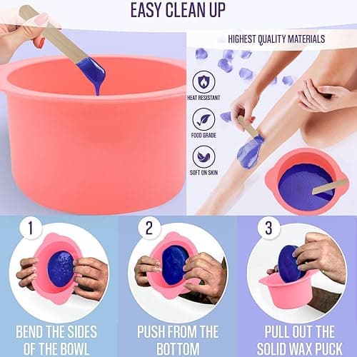 2Pcs 14 oz Silicone Wax Warmer Liner & 50 Pcs Waxing Sticks Body Hair Removal Sticks Applicator Easy to Clean Non-Stick Wax Pot Silicone Bowl Replacement thumbnail 4
