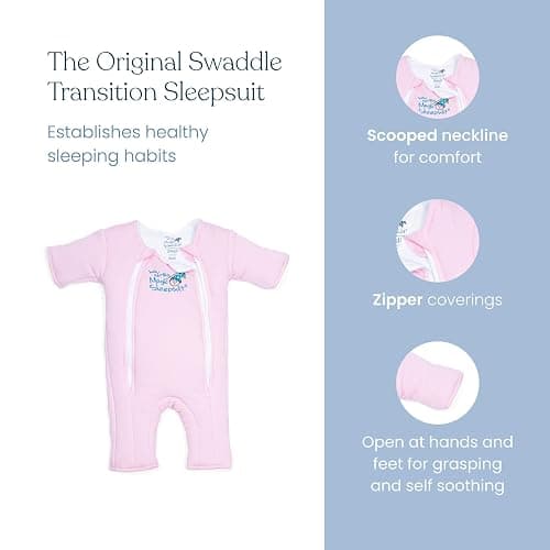 Magic Sleepsuit Baby Merlin's Cotton Baby Swaddle Transition Product - Soft and Cozy Design, Double Zipper for Easy Diaper Changes, Promotes Safe Sleep, 3-6 Months - Lavender - Large 18-21lbs thumbnail 3