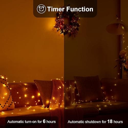 Ariceleo 1 Pack 16.4ft Battery Operated String Lights with Timer, Warm White with Synchronized Twinkle Mode, Fairy Lights Battery Powered, 50 LEDs, Idea for Christmas Bedroom Party Wedding thumbnail 5