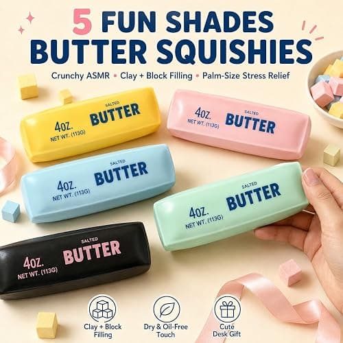 Crunchy Butter Squishy Asmr Bead Filled, Slow Rising Squeeze Fidget Toy | Durable Portable Slow Rebound Calming Tool for Kids Adults thumbnail 3