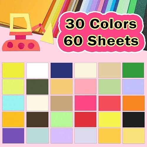 60 Sheets Colored Cardstock Paper, 8.5'' x 11'' Card Stock with 30 Assorted Color, Construction Paper for Crafts, School Supplies, Printer and Card Making, 180 GSM thumbnail 3