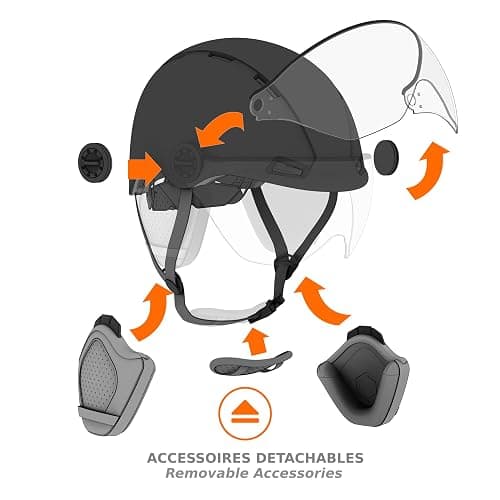 CASR Style - Casque Lifestyle Urbain pour Vélo & Trottinette Electrique - Visière Transparente & Cache-Oreille Amovibles - Confort Optimal pour Homme & Femme | Visière Transparente & Cache-Oreille Amovibles - Confort Optimal, Matériaux Résistants, Facile à Laver, Taille Ajustable thumbnail 5
