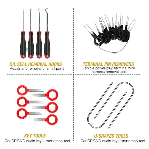 GOOACC 40Pcs Trim Removal Tool,Auto Terminal Removal Key Tool,Auto Clip Pliers Stereo Removal Tools,Car Upholstery Repair Removal Kit,Precision Hook and Pick Set,Wiring Threader,Car Film Scraper thumbnail 6