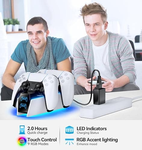 OIVO PS5 Controller Charger with Fast Charging AC Adapter, PS5 Controller Charging Station Stand for PlayStation 5, Docking Station Replacement for PS 5 Accessories Kits thumbnail 7