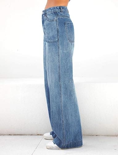 EMMIOL Women's 2026 Wide Leg Jeans Distress Mid Waist Denim Pants Vintage Y2K Trousers thumbnail 3