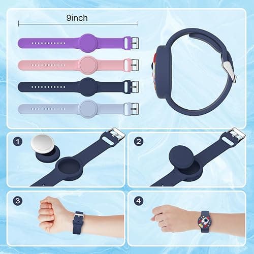 Waterproof AirTag Bracelets for Kids, Hidden Silicone Wristbands, 2 Pack | 360° Full Coverage Protection, Lightweight Tracker Holder, Secure Fit, Pool & Playground, AirTag Not Included thumbnail 4