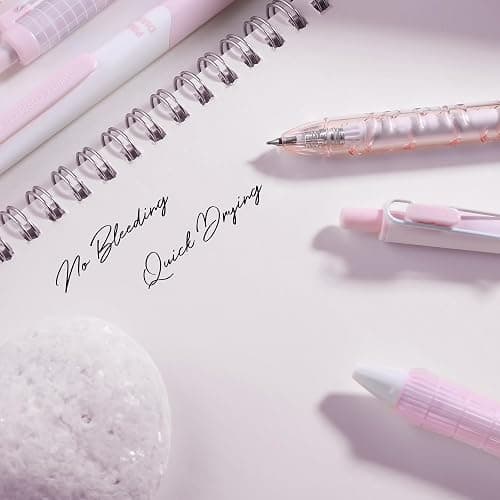 VideMundi 10 Count Pastel Gel Ink Pen Set,Cute Note Taking 0.5mm Fine Point Retractable 10 Count Black Ink Pens with for Writing, Journaling, School, Office (Pink) thumbnail 5