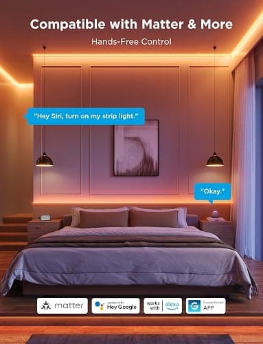 Govee COB LED Strip Light Pro, LED Lights for Bedroom Compatible with Alexa, Google Assistant and Matter, RGBICW Light with Warm White, Smart Strip Light, LED Lights for Bedroom, Color Changing, 9.8ft thumbnail 2