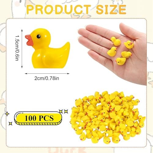 HEQU 100 Pcs Mini Resin Ducks, Tiny Miniature Ducks for Family Crafts Aquarium Garden Landscape Dollhouse Ornament Potted Decorations DIY thumbnail 3