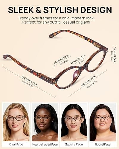 Bossace 1 Pack Oval Blue Light Glasses for Women, Lightweight TR90 Small Frame with Spring Hinge for All-Day Comfort, Anti UV Glare & Eyestrain thumbnail 2