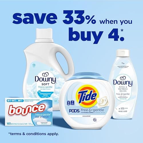 Tide Free & Gentle Liquid Laundry Detergent, 100 Loads, 132 fl oz, Tide Laundry Detergent, Clean Laundry Detergent thumbnail 5