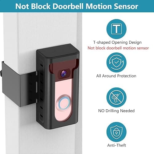 KIMILAR 2024 Upgrade Anti-Theft Video Doorbell Mount, Not Block Doorbell Motion Sensor, Adjustable No-Drill Mounting Bracket Wedge Holder Accessories for Home Rentals Office, Not for Security Door thumbnail 4