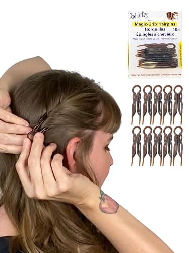 Good Hair Days Hair Pins - 2 1/2" Plastic, U-shaped Magic Grip Hairpins, Strong Durable Pins For Fine, Thick & Long Hair, Styling Accessories - Tortoise Shell, Set of 10 - Image 1