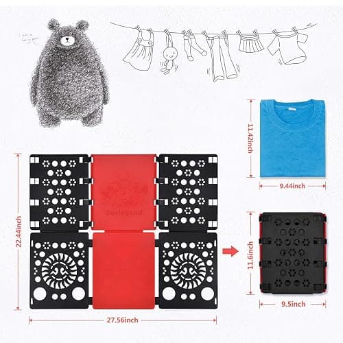 BoxLegend Version 3 Shirt Folding Board t Shirts Clothes Folder Durable Plastic Folding Helper Easy and Fast Folding Boards for Adults and Children, Black and Red thumbnail 2