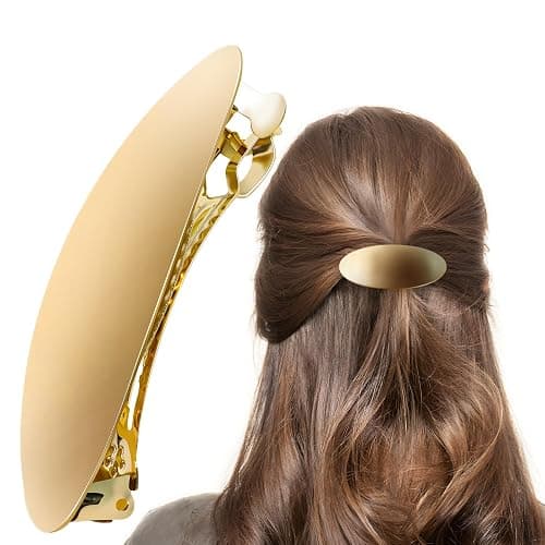 Barrettes For Women - 3inch Oval Vintage Metal Hair Clip - Gold Hair Barrette For Long Thick Hair - Prom & Formal Events - Image 1