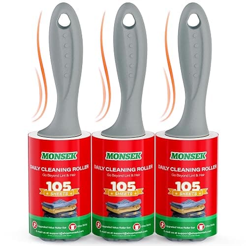 MONSEK 4X Extra Sticky Lint Roller for Pet Hair, Lint Rollers 315 Sheets Mega Value Set, Pet Hair Remover with 3 Upgraded Handle 3 Rollers, Portable Lint Remover for Clothes, Furniture, Dog & Cat Hair - Image 1