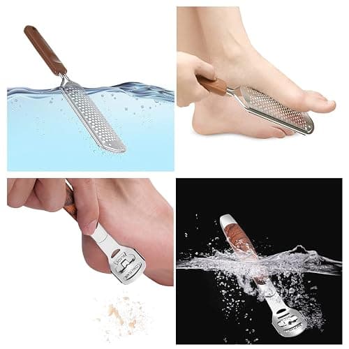 Colossal Foot Rasp & Wood Handle Callus Shaver (10 Replacement & 1 File Foot Heads), Pedicure Foot File Kit, Heel Scraper for Feet, Foot File Callus Remover thumbnail 6