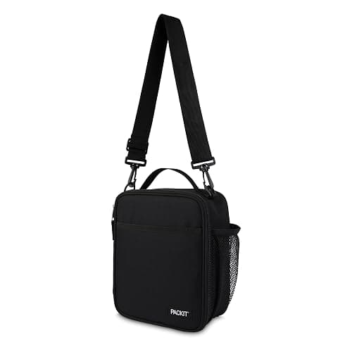 PackIt Freezable Crossbody Lunch Box, Black, Technology, Fully Freezable, Collapsible, Reusable, With Top Handle, Front Slip Pocket. Effortlessly Carry, Fresh Every Time thumbnail 8