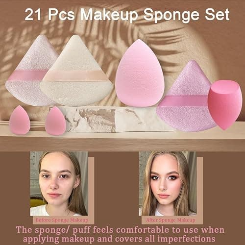 GFOUNS 21 pcs Beauty blender Makeup Sponge Bulk:Blender Sponges 21 Pcs for Liquid, Cream, and Powder, Multi-colored Pink make up sponges for foundation thumbnail 2