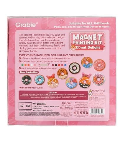 Grabie Magnet Painting Kit, DIY Fridge Magnets, Donut Delight | Includes 5 Dual-Tip Markers, Create Refrigerator Magnets, Fun Arts & Crafts Activity, Stress-Relieving Craft Gift thumbnail 9