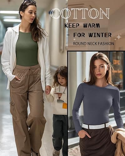 Neer 3 Pack Womens Underscrub Shirts Long Sleeve Crewneck Tops Fitted Layering Clothes Comfort Knit Tops for Nurse thumbnail 5