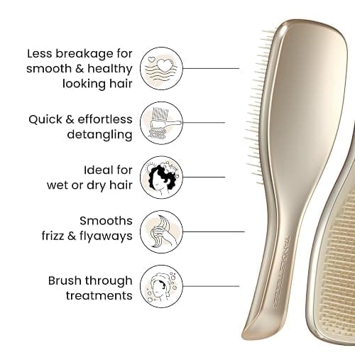 Tangle Teezer Ultimate Detangler Haarbürste – Nasses & Trockenes Haar – Entwirrungsbürste für Alle Haartypen – Zweistufige Borsten Reduzieren Haarbruch & Knoten – Champagner Gold mit Chrom-Finish thumbnail 4
