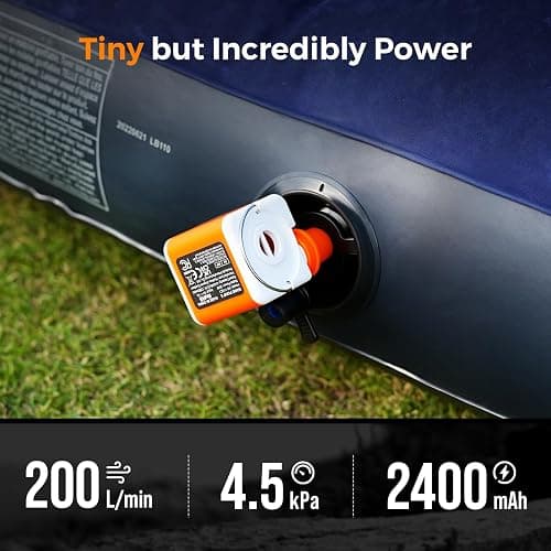 Portable Air Pump for Inflatables, 2400mAh Ultra Powerful Mini Air Mattress Pump with Camping Light, 4.5kPa Electric Air Pump Camping Gear for Pool Float, Air Mattress,Vacuum Storage Bags thumbnail 2