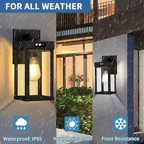 Solar Wall Lights Outdoor with 3 Lighting Modes & Motion Sensor, Solar Porch Light with 2 Bulbs, Waterproof Outdoor Wall Sconce Lantern Lamp Fixture for Garage Porch Shed Barn Yard Garden Front Door thumbnail 6