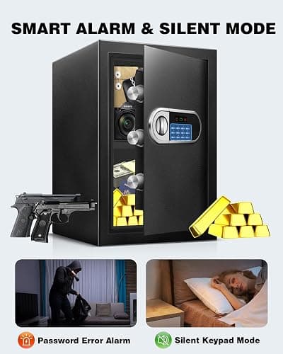 RETLLAS 2.5 Cu Ft Safe Box for Home Steel Electronic Digital Safety Box Personal Security Lock Box with LED Sensor Light Emergency Type-C External Charge for Money Jewelry Documents thumbnail 7