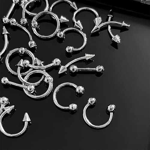 60PCS Piercing Nail Art Charms 3D Silver Alloy Goth Punk Nail Decorations Silver Gray Cone Spikes Metal Rings Alloy Rivets Jewelry for Women Goth Manicure Charm Accessories DIY Crafts Decorations thumbnail 6