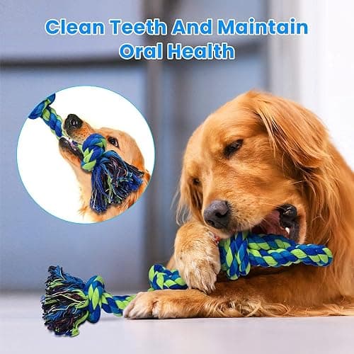 Feeko Heavy Duty Dog Rope Toys for Large Breed Aggressive Chewers, 2 Pack Indestructible Teeth Cleaning Tug of War Toy thumbnail 4
