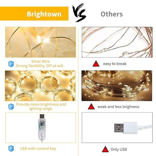 Curtain Lights, 300 LED Dimmable Fairy Lights with Remote and Timer, 8 Modes, USB Powered String Lights for Room Wall Party Xmas Indoor Decor, Warm White, 2 Pack - Warm White - 2 Pack thumbnail 4