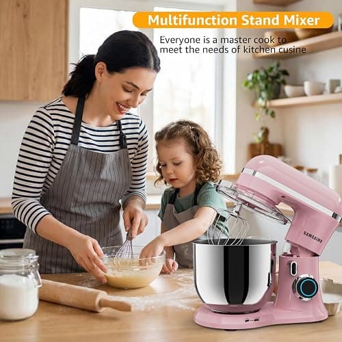Stand Mixer, 6.5QT Tilt-Head Electric Kitchen Mixer 660W, 10-Speed Household food mixer with 304 Stainless Steel Bowl, Bread Cake Mixer include Dishwasher Safe Dough Hook, Beater and Whisk thumbnail 2