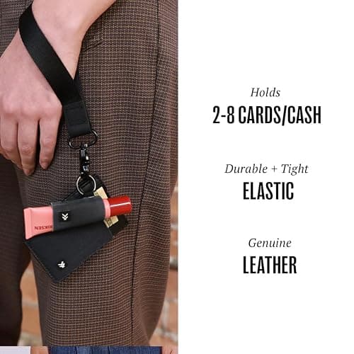 Thread Wallets Ultra Slim Wallet Vertical Leather Card Sleeve Wallet Thin Card Holder Minimalist Card Holder Wallets RFID Secure Black thumbnail 2