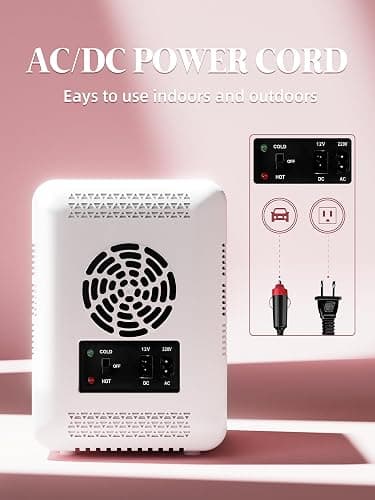 BOGDA Mini Skincare Fridge (4 Liter/6 Can) with Dimmable LED Light Mirror, Cooler and Warmer for Refrigerating Make Up, Skin Care and Food, Portable Mini Fridge for Bedroom, Office and Car, White thumbnail 5