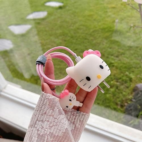 Tospania Cute Cartoon Charger Protector Case - Compatible for iPhone 18W 20W USB-C Power Adapter and Lightning Cable thumbnail 5