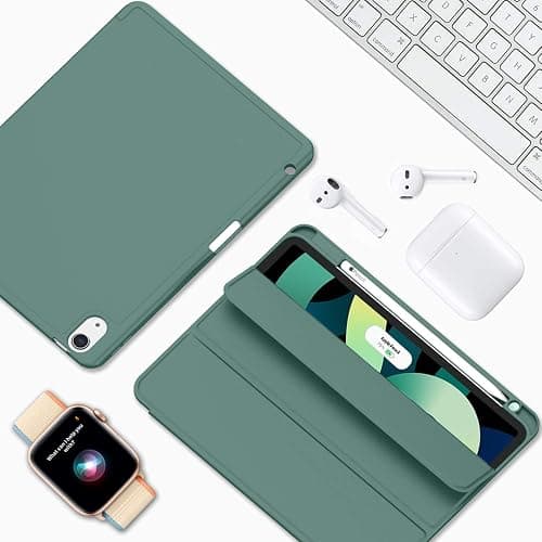 ZryXal iPad Air 11 Inch Case M3 (2025) / M2 (2024), iPad Air 5th (2022) / 4th Generation (2020) 10.9 Inch - Smart Cover with Pencil Holder and Soft TPU Back, Auto Wake/Sleep (New Midnight Green) thumbnail 7