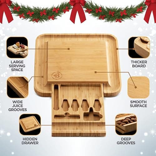 Charcuterie Board Gift Set - Bamboo Cheese Board and Knife Set - Housewarming Gifts for New Home, Wedding Gifts for Couples 2025, Bridal Shower Gifts, Birthday Gifts for Women thumbnail 3