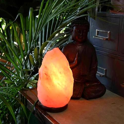 ASPIRE UK 100% Real 2-3KG Himalayan Crystal Rock Salt Lamp - Direct from Foothills of The Himalayas - Wooden Base Calming Atmosphere Night Lamp - Handcrafted Design thumbnail 7