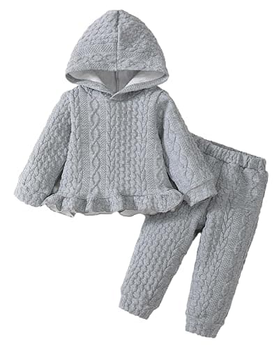 Mioglrie Baby Toddler Girl Clothes Infant Fall Winter Outfits Hoodie Solid Color Sweatshirt Sweatpant Clothing Set 3M-3T - Image 1