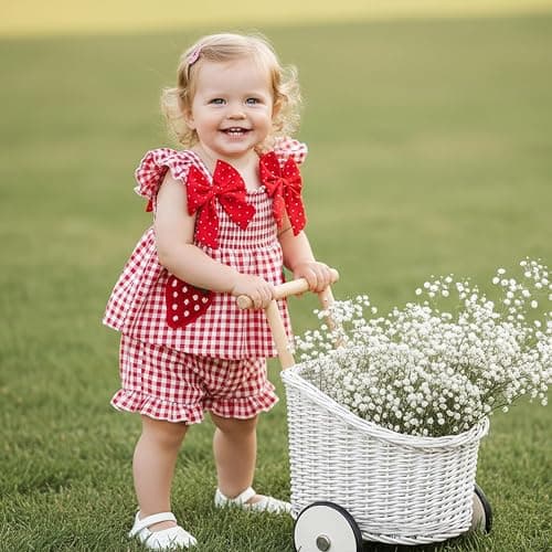 Mubineo Toddler Baby Girl Summer Clothes Cute Ruffle Shirt Tops Dress Shorts Outfits Set Fruit Blouse Princess Outfit thumbnail 2