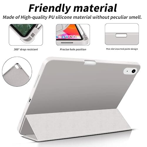 Aoub Case for iPad Air 11-inch M3/M2 (2025/2024), iPad Air 5th/4th Generation (2022/2020) 10.9-inch with Pencil Holder, Trifold Stand with Soft TPU Back Cover, Auto Sleep/Wake, Gray thumbnail 6