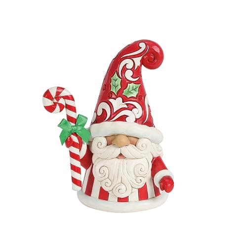 Enesco Jim Shore Heartwood Creek Christmas Gnome Holding a Large Candy Cane Figurine, 6.69 Inch, Multicolor - Image 1