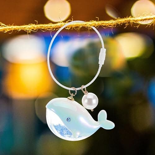 TOPPERFUN Dolphin Keychain, Cute Nar Whal Whale Keychain Wifty, Kawaii Car Creative Pendants, Adorable Bag Ornaments Coin Purse Accessories, Valentines Day Colorful Whale Pearl Model for Women thumbnail 7