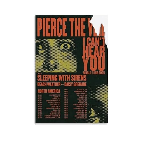 Pierce The Veil By I CAN’T HEAR YOU WORLD TOUR 2025 Canvas Poster Print Wall Art Decor Paintings for Living Room Bedroom Decoration Unframe-style 12x18inch(30x45cm) - Image 1