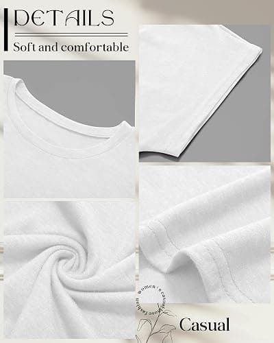 Huukeay 3 Pack Oversized Cropped T Shirts for Women Casual Short Sleeves Crop Tops Crew Neck Irregular Hem Baggy Tees thumbnail 4