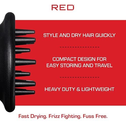 Red by Kiss Hair Dryer Diffuser, Heavy Duty Rubber Grip, Long Prongs for Volume & Root Drying, Compact Design Fits Most Dryers for Fast Drying & Shine Boost and Bouncy Curls thumbnail 3